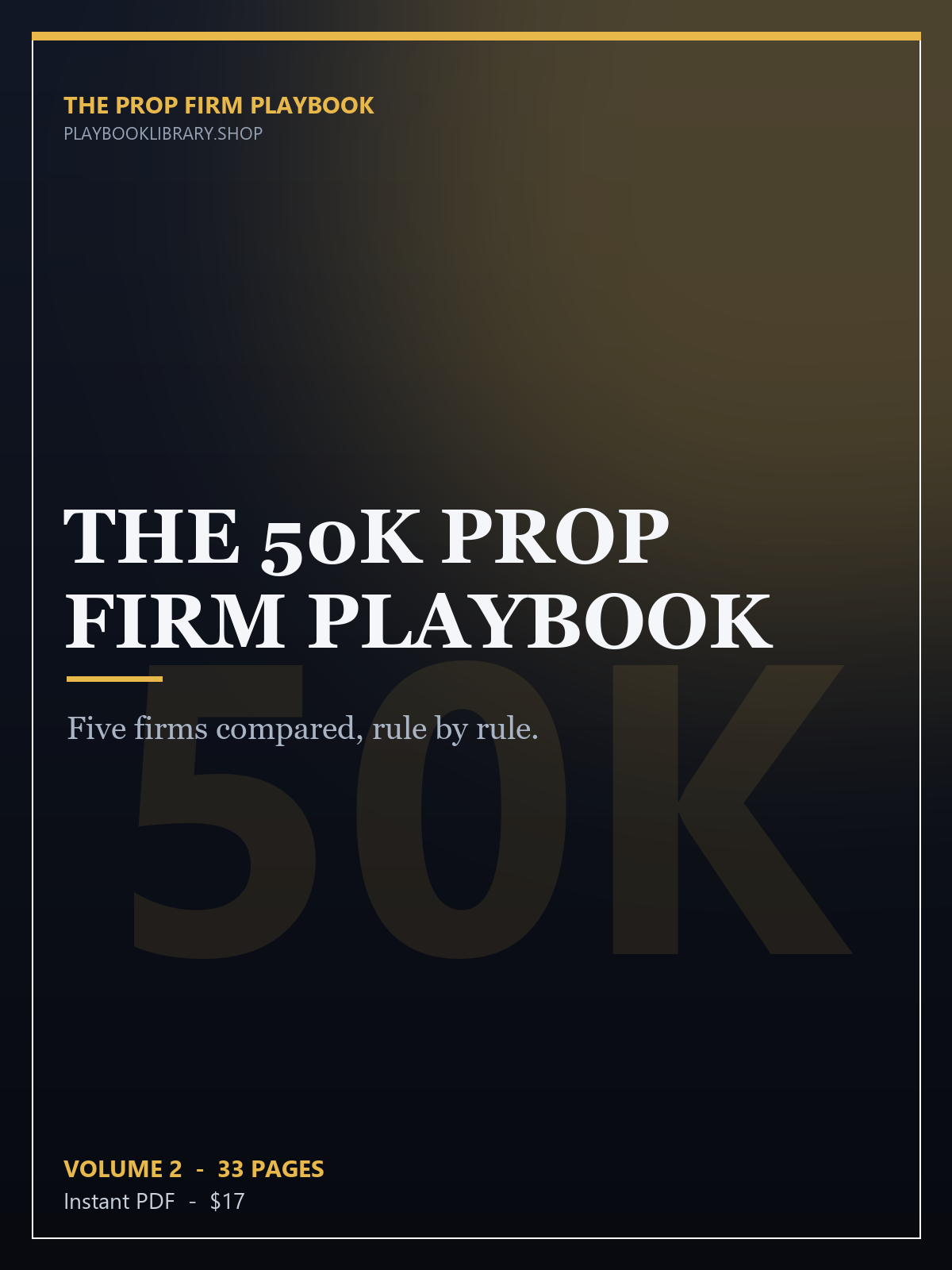 The 50K Prop Firm Playbook cover — playbooklibrary.shop